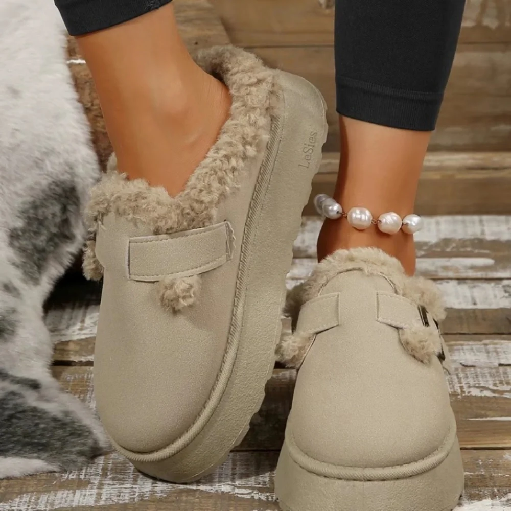 Cozy Tan Fur-Lined Slip-On Ankle Boots